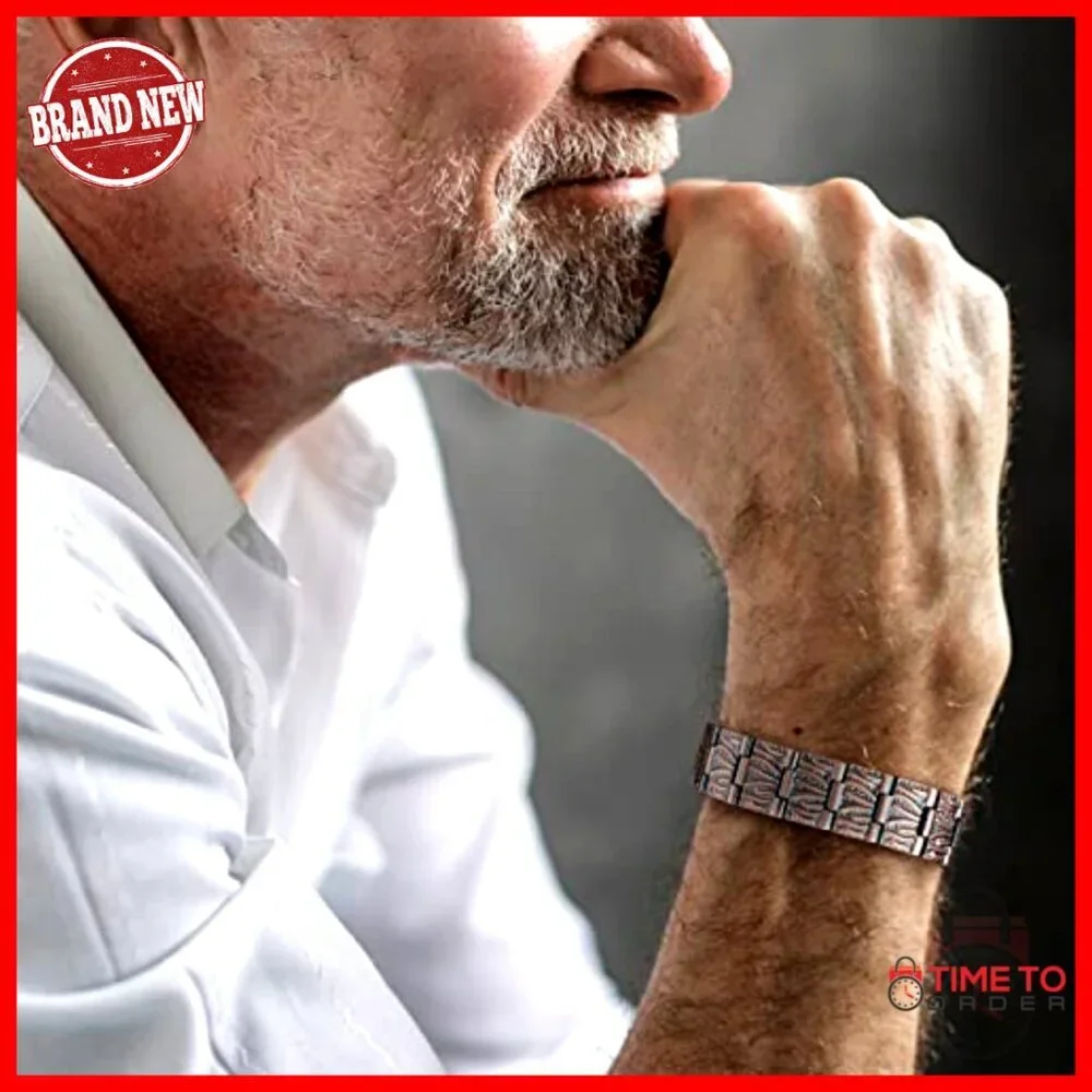 Men's Pure Copper Magnetic Bracelet Adjustable 21cm Tree of Life Design